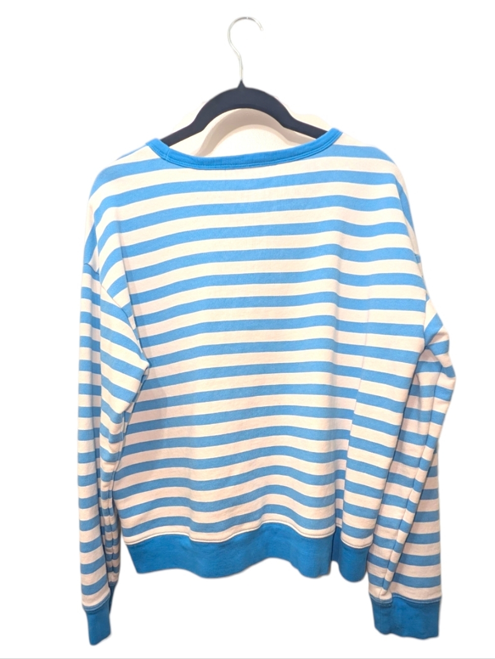Draper James Women's Large Loose Fitting Blue White Striped Crewneck Sweater - Picture 2 of 4